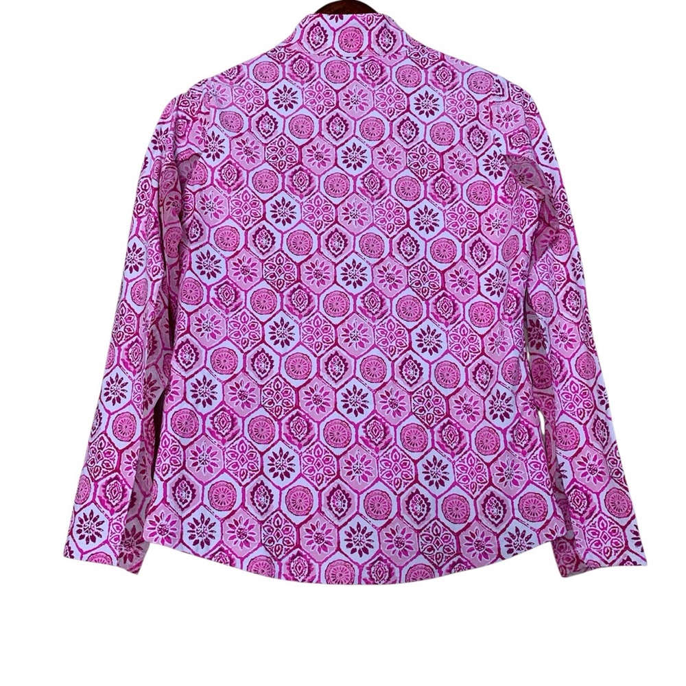 IBKUL Quarter Zip Pullover Women S Pink Geometric UPF 50 Long Sleeve Top - Picture 5 of 5